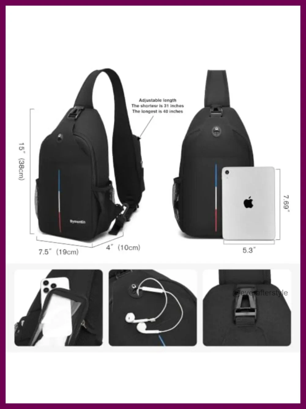 Crossbody Sling Backpack Touch Screen Phone Pocket Commuter Chest Bag Neutral